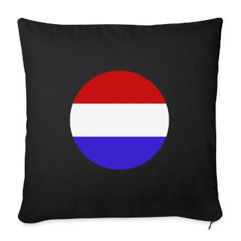 Netherlands round flag - Sofa pillowcase 17,3'' x 17,3'' (45 x 45 cm) - black - Front