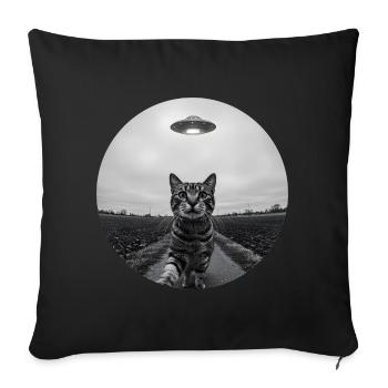 Funny UFO Space Cat Alien Design - Sofa pillowcase 17,3'' x 17,3'' (45 x 45 cm) - black - Front