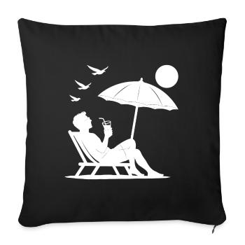 Relaxing in a deck chair on the beach - Sofa pillowcase 17,3'' x 17,3'' (45 x 45 cm) - black - Front