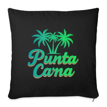 Vacances caribéennes à Punta Cana avec palmiers - Housse de coussin décorative 45 x 45 cm - noir - Devant