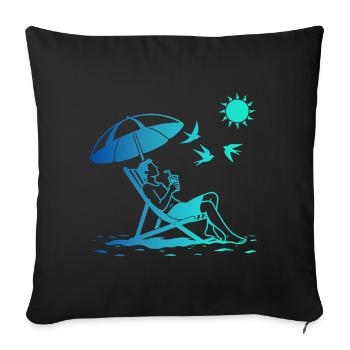 Relaxing in a deck chair on the beach - Sofa pillowcase 17,3'' x 17,3'' (45 x 45 cm) - black - Front