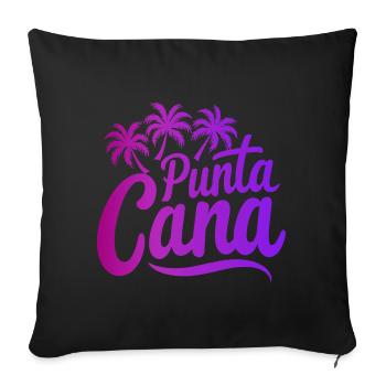 Punta Cana Karibik Urlaub mit Palmen - Sofakissenbezug 45 x 45 cm - Schwarz - Vorne