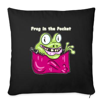 Frog in the Pocket - Funny Pocket Frog Design - Sofa pillowcase 17,3'' x 17,3'' (45 x 45 cm) - black - Front