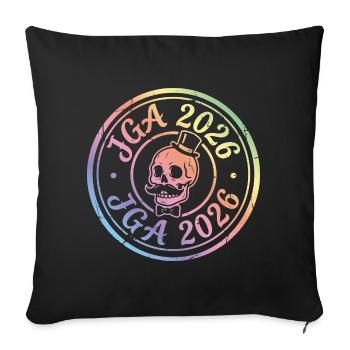 Jga 2026 Enterrement de vie de garçon du Crâne - Housse de coussin décorative 45 x 45 cm - noir - Devant