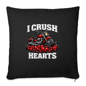  Valentines Day I Crush Hearts Motorcycle Biker - Sofa pillowcase 17,3'' x 17,3'' (45 x 45 cm) - black - Front