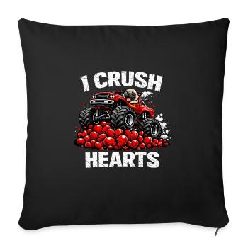 Saint-Valentin : J’écrase le cœur Monstre du chien carlin - Housse de coussin décorative 45 x 45 cm - noir - Devant