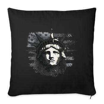 Statue of Liberty with US flag - Sofa pillowcase 17,3'' x 17,3'' (45 x 45 cm) - black - Front