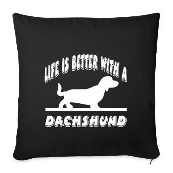 Dackel - Sofakissenbezug 45 x 45 cm - Schwarz - Vorne