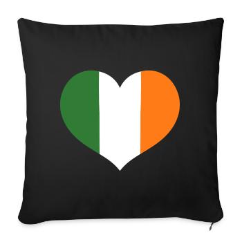 Irish Flag Heart Emblem - Sofa pillowcase 17,3'' x 17,3'' (45 x 45 cm) - black - Front
