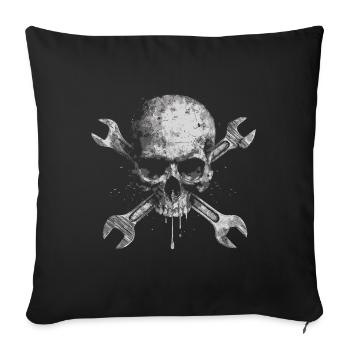 Crâne grunge avec des outils - Housse de coussin décorative 45 x 45 cm - noir - Devant