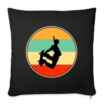 Retro Skater Sunset 80s Style Skateboarding - Sofa pillowcase 17,3'' x 17,3'' (45 x 45 cm) - black - Front