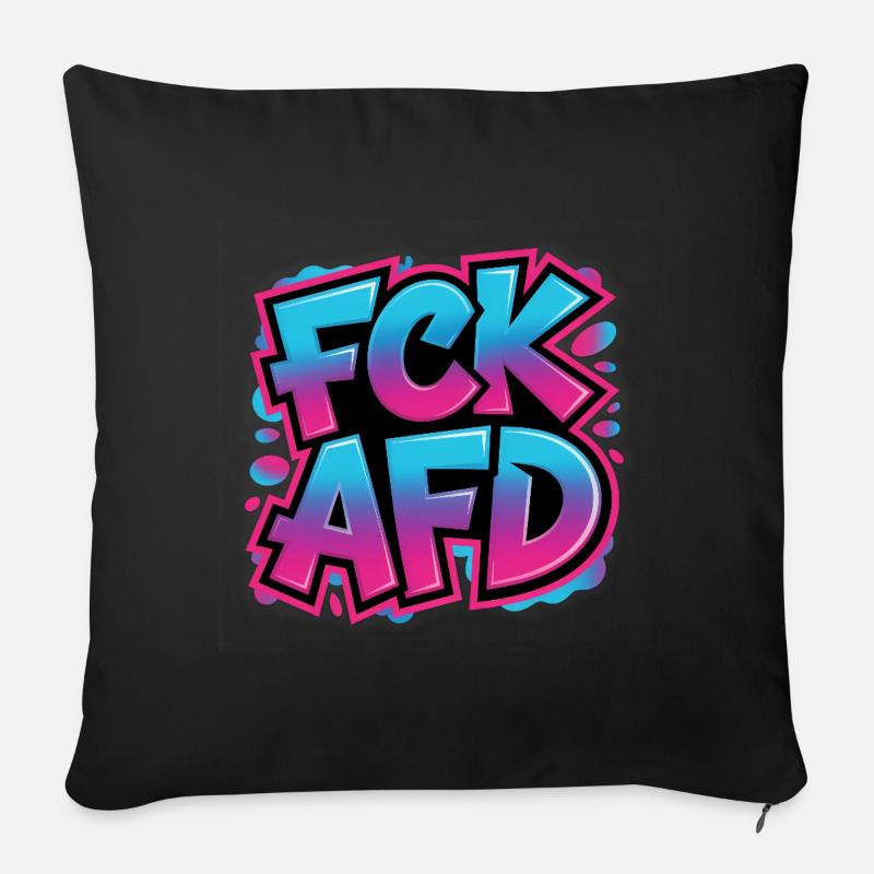 FCK AFD - Antifa Tee - Sofa pillowcase 17,3'' x 17,3'' (45 x 45 cm) - black