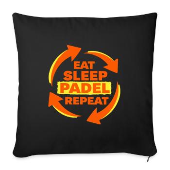 Eat Sleep Padel Repeat Athlete Statement - Sofa pillowcase 17,3'' x 17,3'' (45 x 45 cm) - black - Front