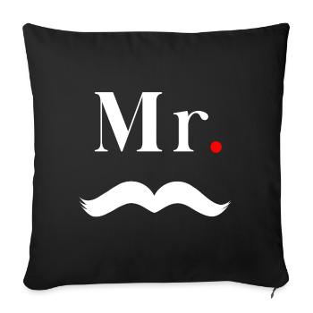 Monsieur Moustache Blanche - Housse de coussin décorative 45 x 45 cm - noir - Devant