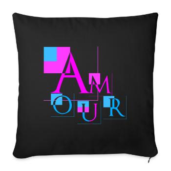 Geometric Love | Modern Pink & Blue Design - Sofa pillowcase 17,3'' x 17,3'' (45 x 45 cm) - black - Front
