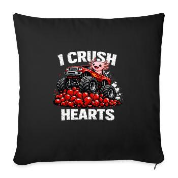 Am Valentinstag zerquetsche ich Herzen Axolotl-Monster - Sofakissenbezug 45 x 45 cm - Schwarz - Vorne