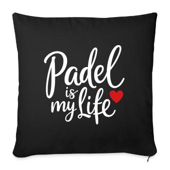Padel is my life Sportler Statement Herz - Sofakissenbezug 45 x 45 cm - Schwarz - Vorne