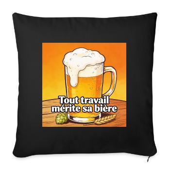 Tout travail mérite sa bière - Housse de coussin décorative 45 x 45 cm - noir - Devant