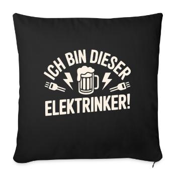 Je suis ce motif Elektrinker – Bière drôle - Housse de coussin décorative 45 x 45 cm - noir - Devant
