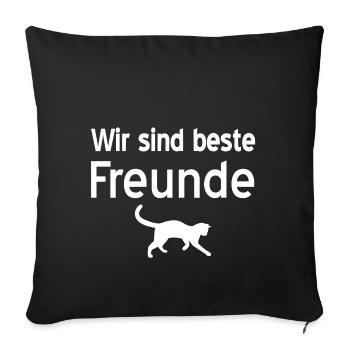 félin - Housse de coussin décorative 45 x 45 cm - noir - Devant