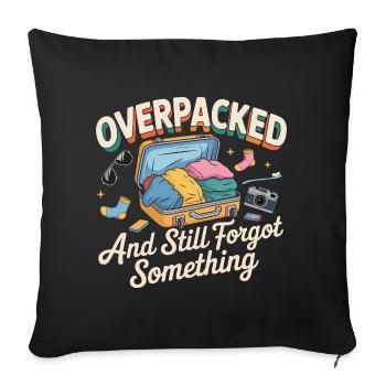 Lustiges Rucksackreise-T-Shirt rund um die Welt - Sofakissenbezug 45 x 45 cm - Schwarz - Vorne