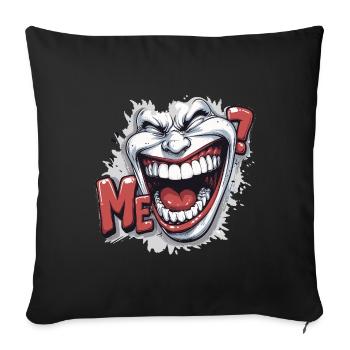 Crazy Laughing white face in a comics style - Housse de coussin décorative 45 x 45 cm - noir - Devant