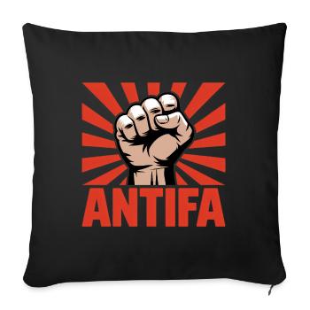 Antifa - Produits dérivés antifascistes - Housse de coussin décorative 45 x 45 cm - noir - Devant