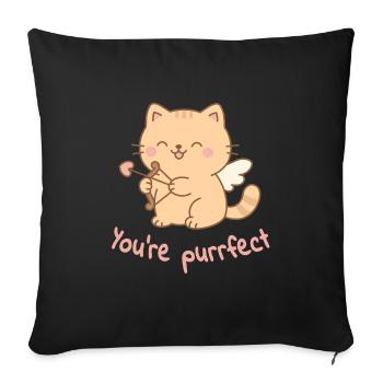 You're Purrfect – Cupidon Cat - Sofa pillowcase 17,3'' x 17,3'' (45 x 45 cm) - black - Front