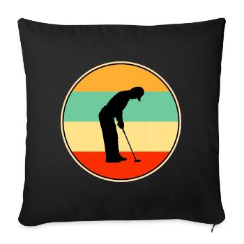 Retro Golfer Silhouette Vintage Sunset Sports Art - Sofa pillowcase 17,3'' x 17,3'' (45 x 45 cm) - black - Front