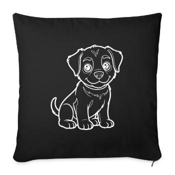 Un plan de chiot heureux - Housse de coussin décorative 45 x 45 cm - noir - Devant