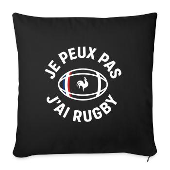 Französischer Rugby-Hahn – Ich kann nicht - Sofakissenbezug 45 x 45 cm - Schwarz - Vorne