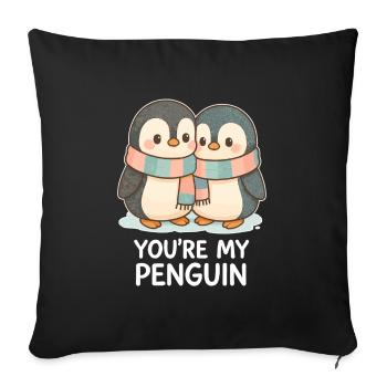 Penguins in love in the snow – You're My Penguin - Sofa pillowcase 17,3'' x 17,3'' (45 x 45 cm) - black - Front