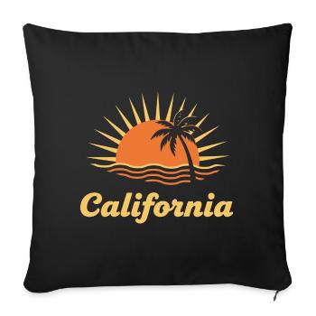 California Sunset Palm - Sofa pillowcase 17,3'' x 17,3'' (45 x 45 cm) - black - Front