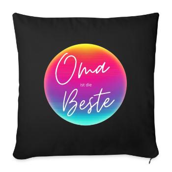Mamie est la meilleure ! Cercle néon personnalisable - Housse de coussin décorative 45 x 45 cm - noir - Devant