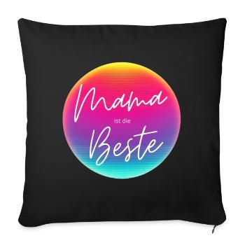 Maman est la meilleure ! Cercle néon personnalisable - Housse de coussin décorative 45 x 45 cm - noir - Devant