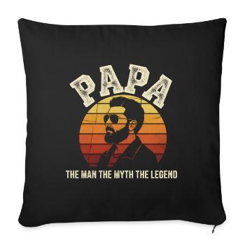 Papa Légende Retro Soleil - Housse de coussin décorative 45 x 45 cm - noir - Devant