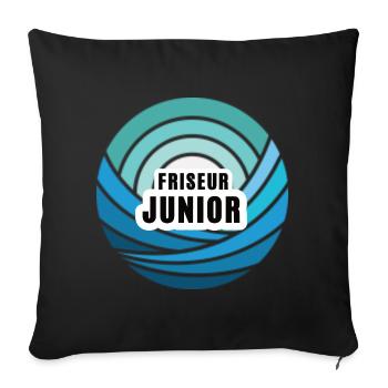 Coiffeur Junior Successeur Fils Enfant Garçon Stagiaire - Housse de coussin décorative 45 x 45 cm - noir - Devant