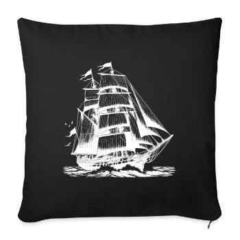 Large sailing ship Tall ship in stormy speed - Sofa pillowcase 17,3'' x 17,3'' (45 x 45 cm) - black - Front