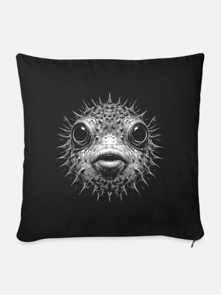Kugelfisch - Sofakissenbezug 45 x 45 cm - Schwarz
