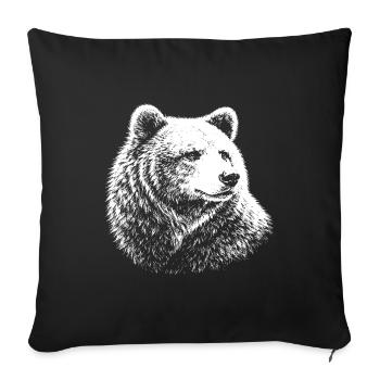 Bear – realistic graphics in black and white - Sofa pillowcase 17,3'' x 17,3'' (45 x 45 cm) - black - Front