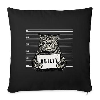 Grim Cat – Mugshot Guilty Design - Sofa pillowcase 17,3'' x 17,3'' (45 x 45 cm) - black - Front