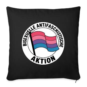 Action Bisexuelle - Insigne de la fierté Antifa - Housse de coussin décorative 45 x 45 cm - noir - Devant