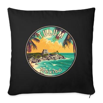 Tulum in Mexiko Tropisches Paradies Reisekunst - Sofakissenbezug 45 x 45 cm - Schwarz - Vorne