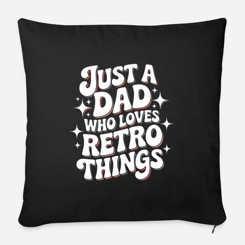 Papa rétro adore les choses rétro - Housse de coussin décorative 45 x 45 cm - noir