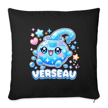 Kawaii Aquarius T-Shirt – Cute Star Sign - Sofa pillowcase 17,3'' x 17,3'' (45 x 45 cm) - black - Front
