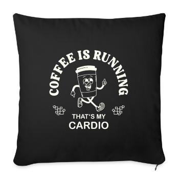 Coffee Is Running – Coffee Drinker Saying retro - Sofa pillowcase 17,3'' x 17,3'' (45 x 45 cm) - black - Front