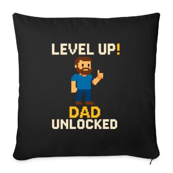 Level Dad Unlocked – Retro Pixel Art for Dads - Sofa pillowcase 17,3'' x 17,3'' (45 x 45 cm) - black - Front