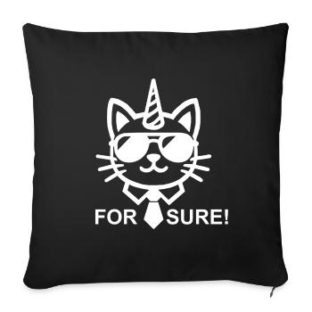 Chat-unicorn for sure - Sofa pillowcase 17,3'' x 17,3'' (45 x 45 cm) - black - Front