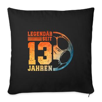 13e anniversaire Football 13 ans Garçon Adolescent - Housse de coussin décorative 45 x 45 cm - noir - Devant