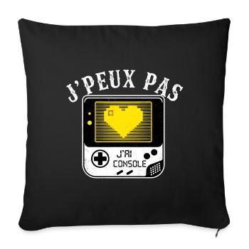 J'peux pas j'ai console cœur rétro - Housse de coussin décorative 45 x 45 cm - noir - Devant